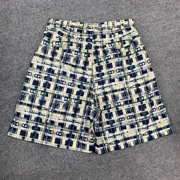 Vintage Reebok Shorts Women 14 Multi Madras Slash Pocket High Rise Retro Culotte - Picture 7 of 12